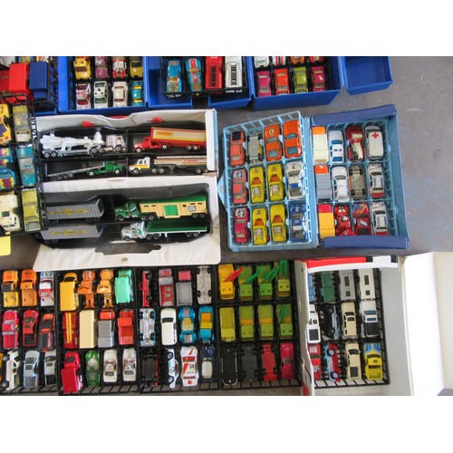 379 - MATCHBOX SUPERFAST / CONVOY, large quantity of unboxed models contained within 11 Matchbox Carry Cas... 