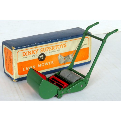 451 - DINKY SUPERTOYS 751 Lawn Mower red and green. Good Plus in Good Plus blue Box with orange label.