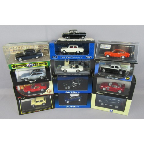 419 - 1/43 CARS to include AutoArt Jaguar XKSS, BMW Mini, Norev Peugeot 4007, MG X-Power SV-R, Cararama Ro... 