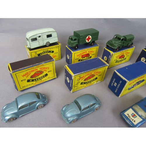 497 - MATCHBOX 1-75 Series group to include 2x No.25 Volkswagen Sedan, No46 Pickford’s Removal Lorry, No.6... 