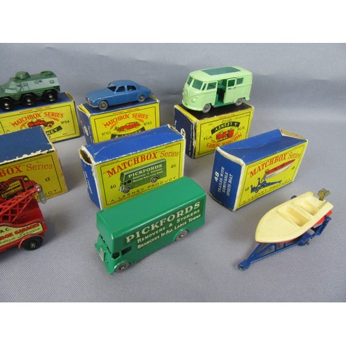 497 - MATCHBOX 1-75 Series group to include 2x No.25 Volkswagen Sedan, No46 Pickford’s Removal Lorry, No.6... 