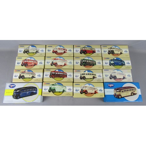 75 - CORGI CLASSICS AEC Regal / Leyland Tiger and others group of Coaches. Mint in Excellent Boxes. (16)