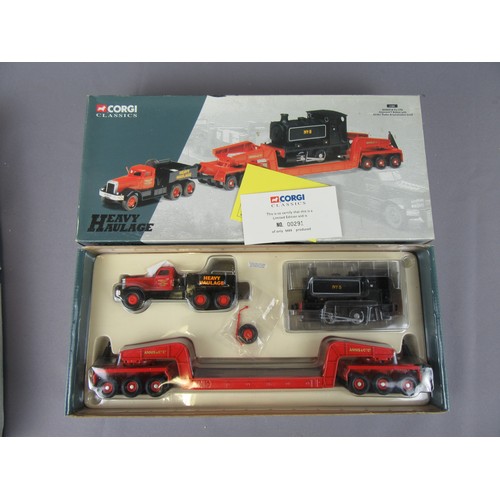 90 - CORGI HEAVY HAULAGE to include 17602, 17603, 17702 and 31007. Near Mint to Mint in Poor (damp damage... 