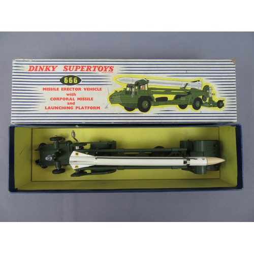 99 - DINKY SUPERTOYS 666 Missile Erector Vehicle and Corporal Missile Launching Platform, military green ... 