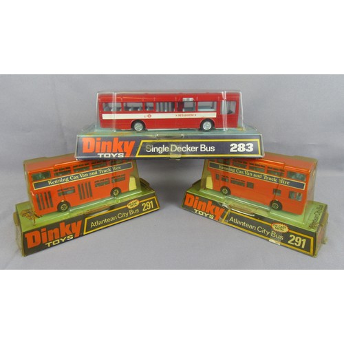 208 - DINKY TOYS 291 ATLANTEAN CITY BUS ‘Kenning’ (2) and 283 Single Decker Bus ‘Red Arrow’ Near Mint to M... 