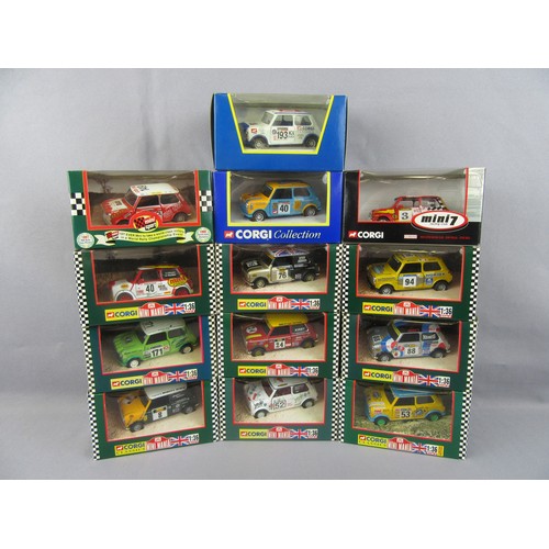 227 - CORGI 1:36 MINI COOPER group of 13 ‘Mini Mania’ Race & Rally Editions. Mint in Near Mint to Mint Box... 