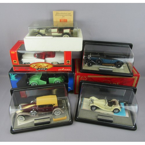 231 - FRANKLIN MINT 1:25 1929 Rolls Royce, 1930 Duesenberg, 1936 Jaguar SS100, 1:18 Majorette Cadillac, So... 