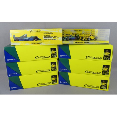 251 - MINICHAMPS (Pauls Model Art) 1:43 Jordan Formula 1 to include Anniversary Set No.1-5 (2x No.2), and ... 