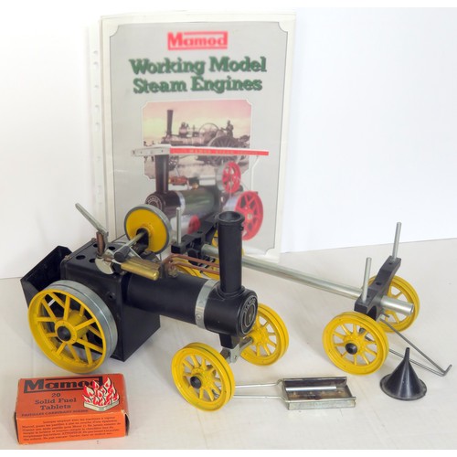 357 - MAMOD TEK1 Steam Engine with Log Trailer both black and yellow (no Steering Rod or Wooden Logs for T... 