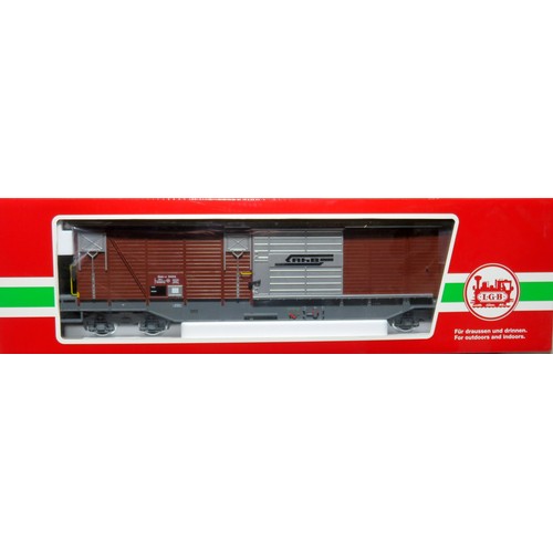 414 - LGB G Scale 40082 RhB type Gak-v Bogie Boxcar Epoch IV, with silver sliding door. Near Mint in Near ... 