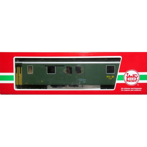 415 - LGB G Scale 33690 RhB Bogie Baggage Car with opening doors No. D4218 in green livery Near Mint in Ne... 