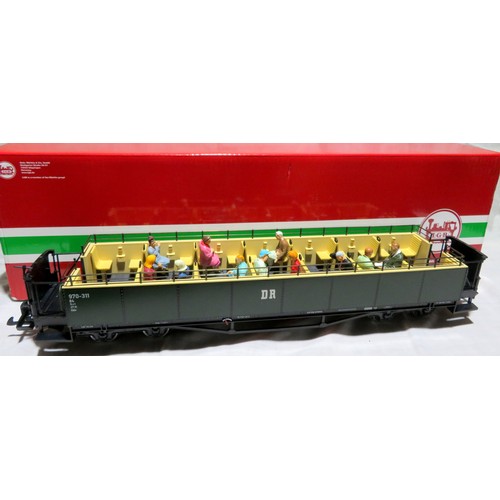 417 - LGB G Scale 32350 Open-Air Observation Car in DR green No. 970-311 with added Passenger Figures. Exc... 