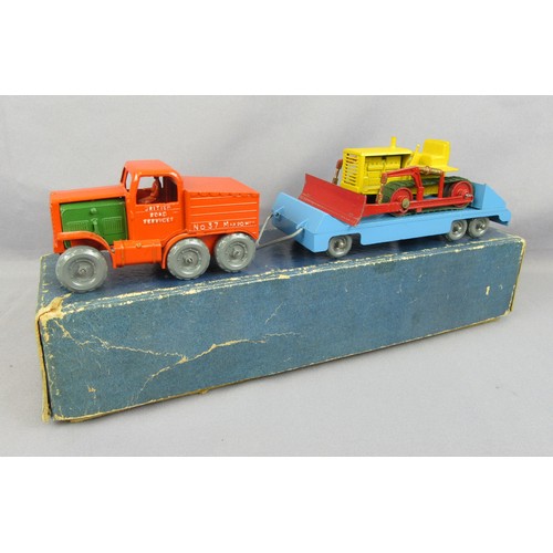 428 - Matchbox Early Moko Lesney Toys large scale British Road Service Prime Mover & Low Loader Trailer wi... 