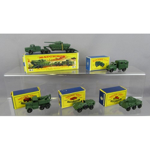 438 - MATCHBOX 1-75 REGULAR WHEELS to include 61a Scout Car, 64a Scammell Military Recovery Tractor, 67a S... 