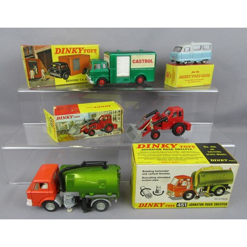 447 - DINKY TOYS 450 Bedford TK Box Van ‘Castrol’, 451 Johnston Road Sweeper, 437 Muir Hill 2wl Loader and... 