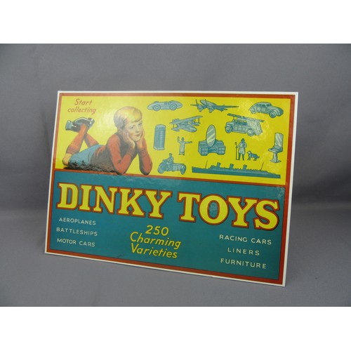 450 - DINKY TOYS “250 Charming Varieties” reproduction card Shop Display Sign (13”x9”), Corgi Toys branded... 