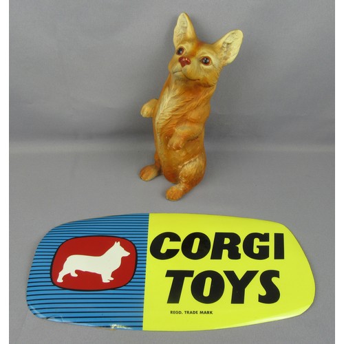 478 - CORGI TOYS original 8” moulded rubber Dog, Good to Excellent, plus 12” original 1960’s retailers win... 