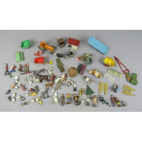 426 - BRITAINS / CRESCENT / DINKY and similar Lead Figures, Animals and other farm related items. Poor to ... 