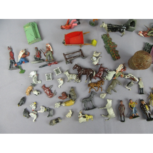 426 - BRITAINS / CRESCENT / DINKY and similar Lead Figures, Animals and other farm related items. Poor to ... 