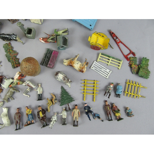 426 - BRITAINS / CRESCENT / DINKY and similar Lead Figures, Animals and other farm related items. Poor to ... 