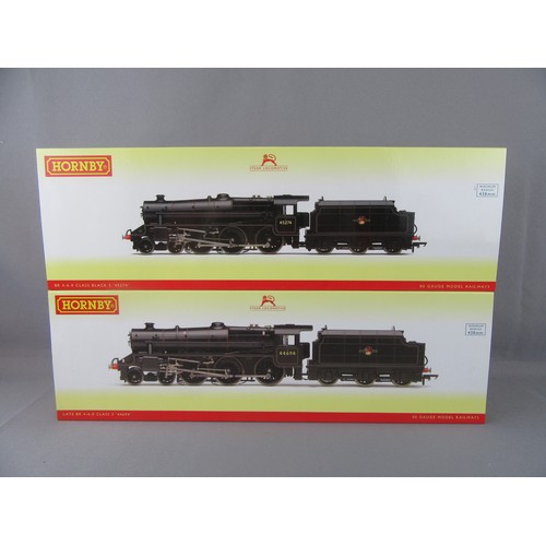 600 - Hornby (China) BR lined black Stanier Class 5 steam locos comprising R3323 No 44694 and R3453 No 452... 