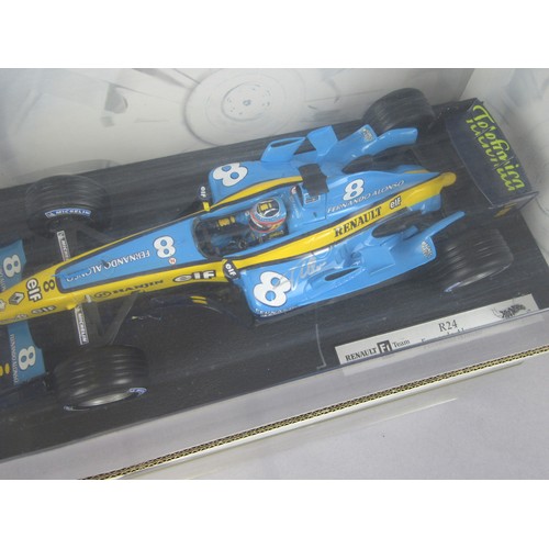 3 - HOT WHEELS 1:18 Formula 1, Renault R24, Fernando Alonso, Signed with Certificate. Mint in Near Mint ... 