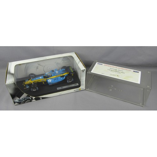 3 - HOT WHEELS 1:18 Formula 1, Renault R24, Fernando Alonso, Signed with Certificate. Mint in Near Mint ... 