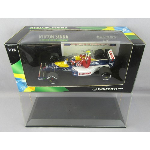 11 - MINICHAMPS (Pauls Model Art) 1:18 Williams FW14 Nigel Mansell ‘1991 Silverstone Senna Taxi’, Signed ... 