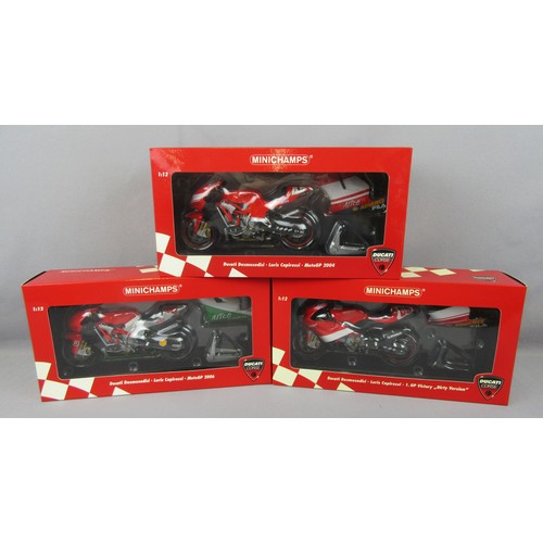 17 - MINICHAMPS (Pauls Model Art) 1:12 Ducati Desmosedici, Loris Capirossi, MotoGP 2004, MotoGP 2006 and ... 