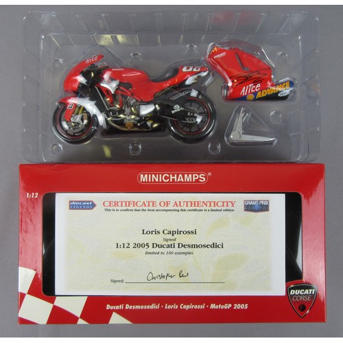 18 - MINICHAMPS (Pauls Model Art) 1:12 2005 Ducati Desmosedici, Loris Capirossi, Signed with Certificate.... 