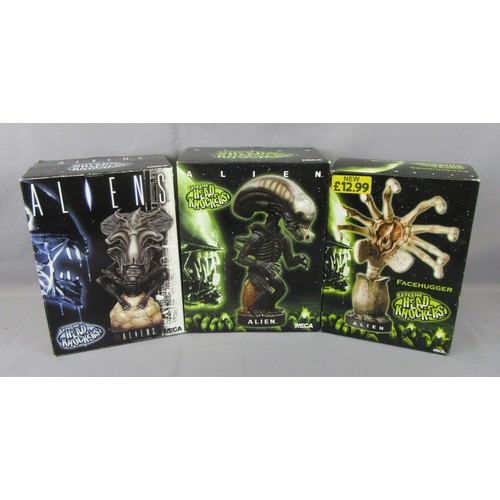 72 - NECA “Alien” & “Aliens” Extreme Head Knockers including Facehugger. Mint in Excellent Boxes. (3)