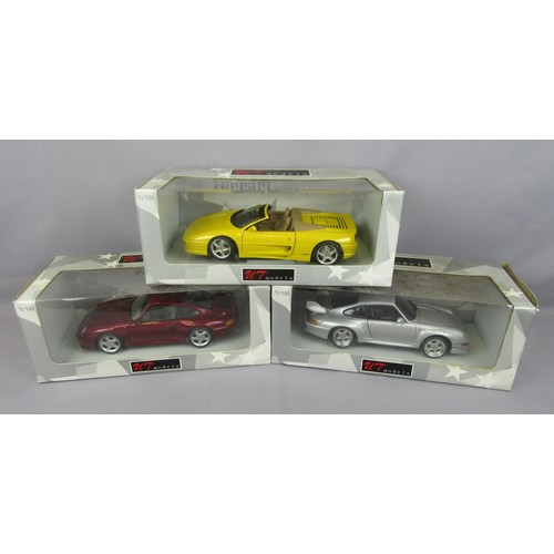 75 - UT MODELS 1:18 22107 Ferrari F355 Spyder, 180065000 Porsche 911 GT2 Street 1997 and 180066070 Porsch... 