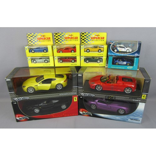 76 - HOT WHEELS 1:18 67159 Aston Martin V8 Vantage, B6055 Ferrari Enzo, G7222 Ferrari F430 Spyder, 21351 ... 