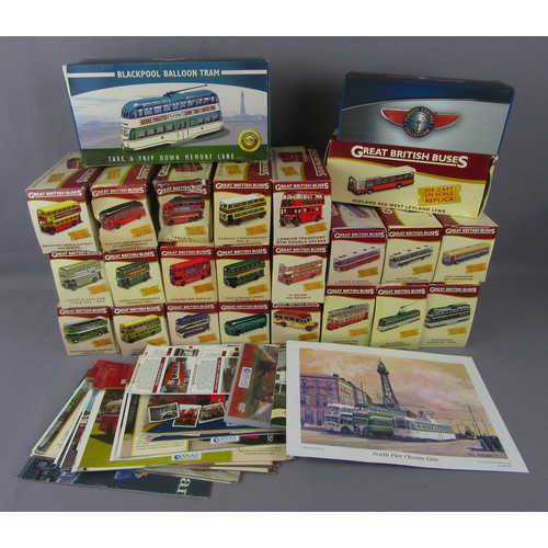 90 - ATLAS EDITIONS Great British Buses/Trams plus assorted related leaflets. Near Mint to Mint in Fair t... 