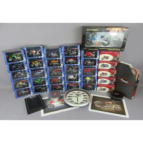 92 - ATLAS EDITIONS 1:24 Superbikes (25), Classic Bikes (5) plus related items and Minichamps 1:12 Honda ... 