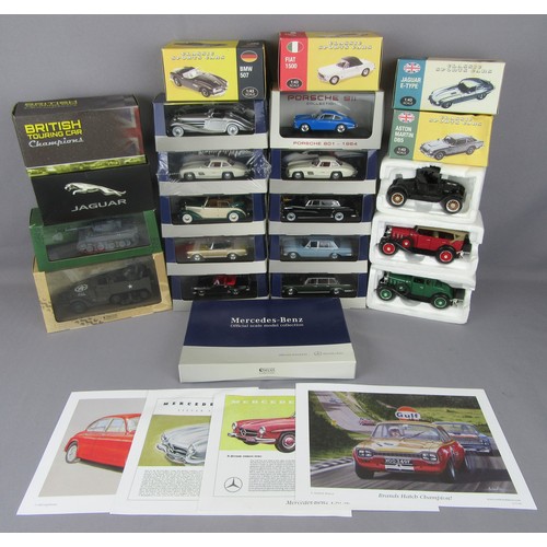 93 - ATLAS EDITIONS 1:43 Mercedes-Benz collection (10), plus Porsche 911, Jaguar Mk.II, Ford Escort Mk.I,... 