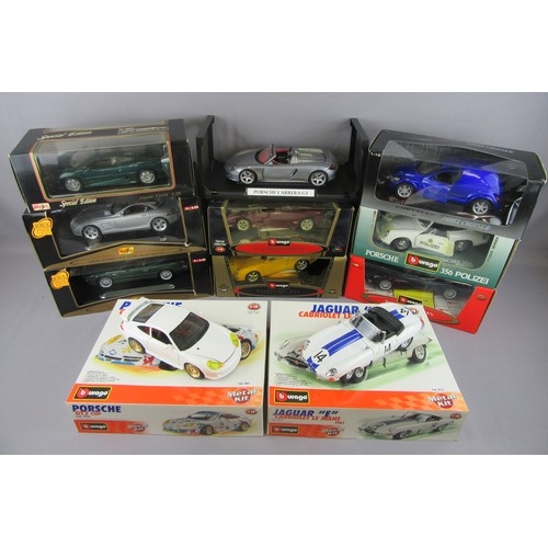 564 - BURAGO / MAISTO 1:18 group to include Porsche, Mercedes, Aston Martin and Jaguar. Excellent to Mint ... 