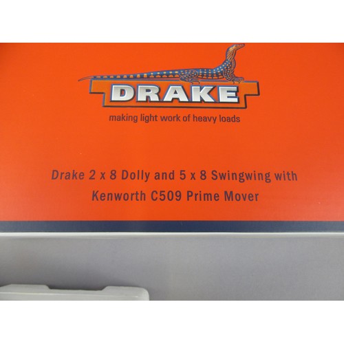 593 - DRAKE 1:50 2 x 8 Dolly 5 x 8 Swingwing with Kenworth C509 Prime Mover (ZT09058). Appears Mint in Min... 