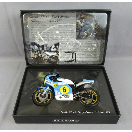 21 - MINICHAMPS (Pauls Model Art) Classic Bike Collection 1:12 Barry Sheene 1975 Suzuki XR14. Mint in Nea... 