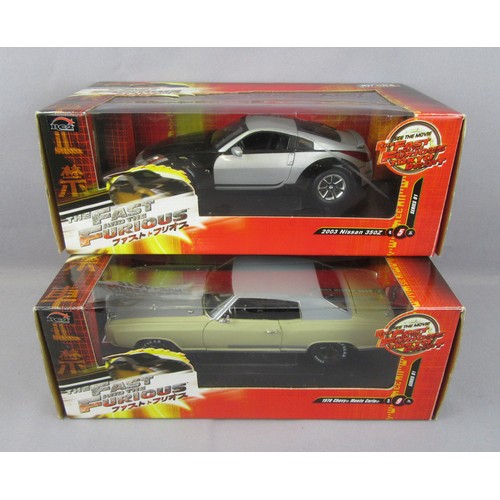 558 - JOYRIDE 1:18 ‘The Fast & The Furious – Tokyo Drift’ 1970 Chevrolet Monte Carlo, and 2003 Nissan 350Z... 