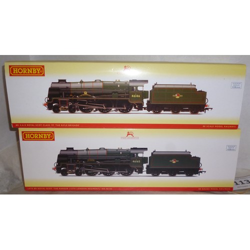 113 - Hornby (China) BR green 4-6-0 Royal Scot Class locos R2630 No.46146 “The Rifle Brigade” R3558 No.461... 