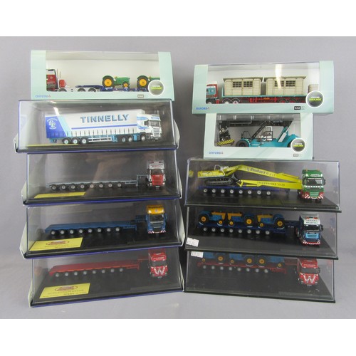 582 - OXFORD DIECAST Haulage 1:76 group of Articulated Trucks, some with additional loads added (Matchbox ... 