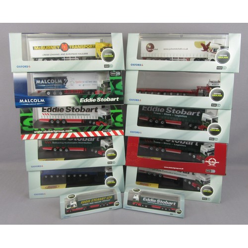 586 - OXFORD DIECAST Haulage 1:76 group of Articulated Trucks to include several in ‘Eddie Stobart’ livery... 