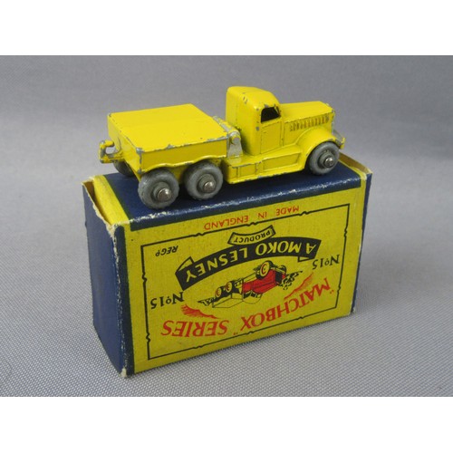 12 - MATCHBOX 1-75 Regular Wheel No.15 Prime Mover in yellow. Good Plus in Good Plus Box.