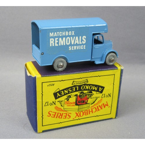 13 - MATCHBOX 1-75 Regular Wheel No.17 Bedford Removals Van in blue. Excellent in Excellent Box.