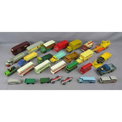 77 - DINKY TOYS, group of repainted/modified commercials, buses and others plus modified Britain’s Land R... 