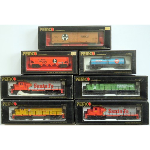 596 - PEMCO HO American Outline Locos and Rolling Stock comprising: 4 x Diesel Locos (2 x 3303-001 SD35 No... 