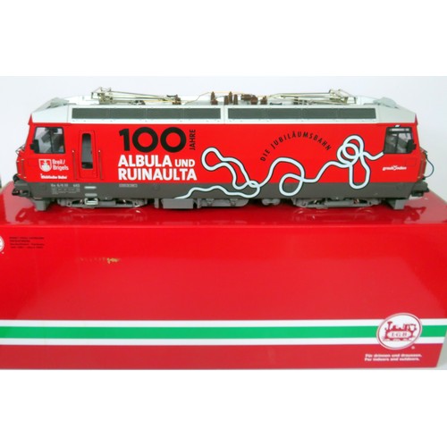 LGB G-Scale 27422 with SOUND RhB (Rhatische Bahn) Twin Pantograph Overhead Electric Ge 4/4 III Loco No. 642, re-decorated for Anniversary Celebration “100 Jahr Albula und Ruinaulta” with Instructions. MZS & MTS. Excellent in Excellent Box