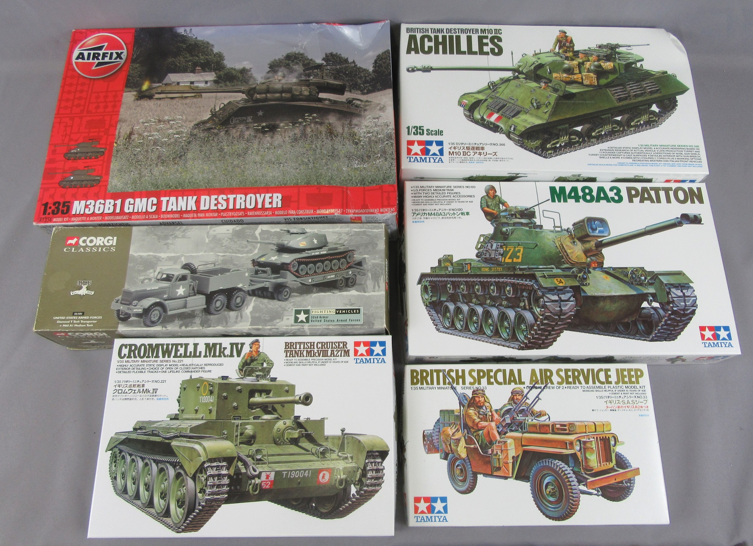 MODEL KITS, to include Tamiya 1/35 Cromwell Mk.IV, British SAS Jeep ...