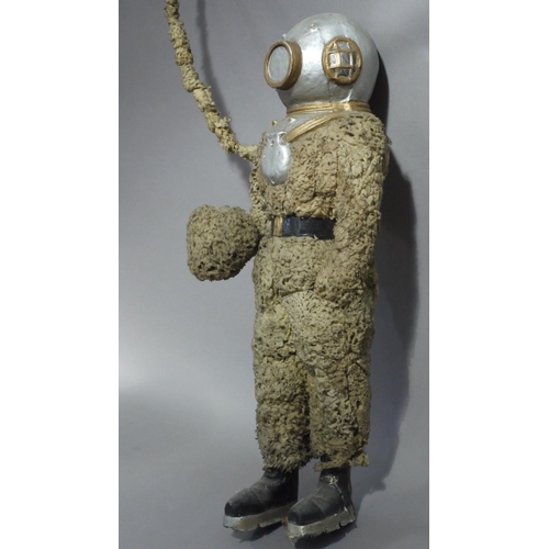 86 - A vintage advertising figure of a bell diver made from natural sponges and papier mâché, approximate... 